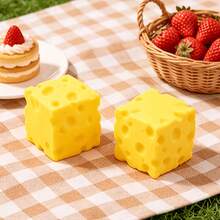 3/2/1pc Square Cheese Squeeze Toy, Stress Relief Toy, Rich Milky Aroma, Yellow Cube Shape, Squeezable, Cute And Fun, Suitable For Christmas, Mother's Day, Father's Day And Halloween, Random Color And Style - Multicolor - View 5