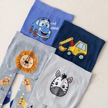 3pcs Boys Cartoon Animal & Car Pattern Bodysuits, Cute Animal Car & Excavator Design, Breathable & Comfortable, Suitable For All Seasons Daily Wear - Multicolor - View 5