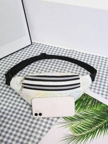 Bolso de cintura con doble cremallera para mujer, funda para teléfono estilo callejero, bolso deportivo ligero cruzado para el pecho - A - Ver 2