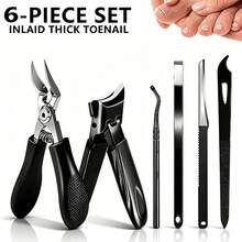 Men's 1-9 Piece Heavy Duty Nail Clipper Set - - Includes Nail Clippers, Trimming Tools, Foot Scraper, Pusher - - Classic Black Handle, Suitable For Men, Women And Elderly - Multicolor - View 14