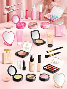 1 Set Girls Pretend Play Makeup Kit, Non-Applicable, Luxury Cosmetic Simulation Fashion Toy Set -- Includes Realistic Lipstick, Eyeshadow, Brushes, Etc. Some Parts Sent Randomly - Multicolor - View 2