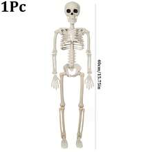 1Pc/10Pcs 35in Halloween Skeleton Decoration Plastic Poseable Skeleton Prop For Haunted House Party Home Decor - Multicolor - View 11