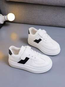 1 Pair Kids' Popular Sports Shoes, Spring/Autumn New Style, Fashionable Versatile Non-Slip Casual Skate Shoes For Boys And Girls - White - View 4