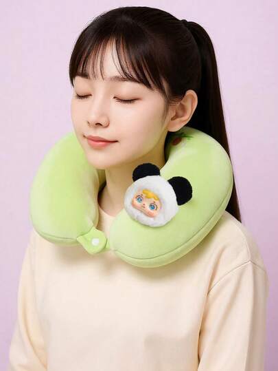 San Xiao Mao Samuel U-Shaped Pillow Series Blind Box, Random Cute Animal Shaped Travel Neck Pillow, Slow Rebound Nap Neck Support Pillow, Student Girl Travel Office Nap Gift [Non-Plush Filling]