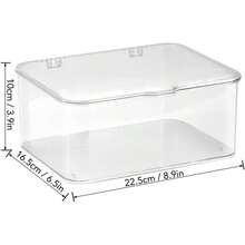 1 pieza Caja de almacenamiento multifuncional de gran capacidad para escritorio, a prueba de polvo, transparente HD, con tapa abatible integrada, sellado fuerte, estable, compresible, para clasificar y organizar bolígrafos, facturas, artículos de belleza, maquillaje, objetos pequeños y artículos desordenados, apta para el hogar - Multicolor - Ver 9