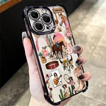 Funda para teléfono: 1 unidad de funda para teléfono con diseño floral de vaquera del oeste, compatible con Apple  11 12 13 14 15 16 17 ProMax XS X Xs Max, a prueba de golpes, transparente, estilo vintage femenino, linda y a la moda, se puede regalar a amigos o a un ser querido. - Plateado - Ver 4