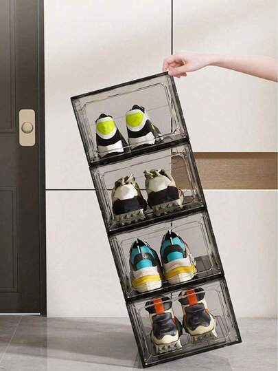1 Piece Full Clear 6-sided Plastic Anti-Oxidation Storage Display Organizer Box Transparent Shoe Box Home Use Sneaker Collection Storage All Seasons Shoe Storage Organizer Sneaker Display