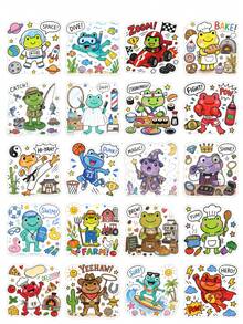 50Pcs Cute Multirole Frog Stickers, Colorful Cartoon Frog Different Job Hobby Waterproof Decals For Luggage Notebook DIY Craft Holiday Gift - Multicolor - View 7