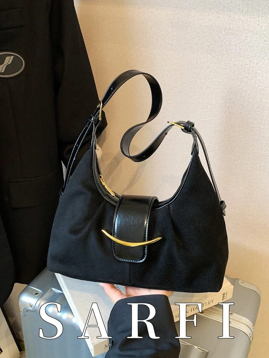 1件時尚簡約百搭PU材質女款單肩斜挎包，適合女性日常使用、旅行與度假