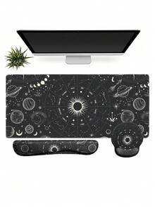 Celestial Zodiac 星座桌墊套組 3 件組，星空星座設計大尺寸電競滑鼠墊，含鍵盤與滑鼠手腕墊，防滑防水加長桌墊，適合居家辦公與遊戲 - 查看 11