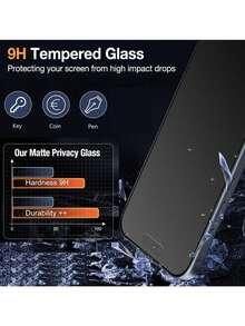 3pcs/Set Matte Anti-Peeping Tempered Glass Screen Protector, Anti-Peeping, Privacy Protection, Full Coverage, Anti-Fingerprint, Anti-Drop, Anti-Scratch, Privacy Protection, Delicate Touch, Suitable For 17 Pro Max/17 Pro/17 Air/17/16 Pro Max/16 Pro/16 Plus/16/15 Pro Max/14 Pro Max/13 Mini/12/11/XS Max/XR/8+/7 Plus Series - 3pcs Matte Privacy - View 5