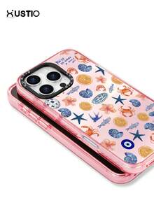 Ocean Starfish Crab Seashell Lily Flower Orange Blue Eye Planet Pattern, Transparent Anti-Drop TPU Material Phone Protective Case, Camera Bump Protection Shell, Can Be Given As Holiday Gift To Partner And Friends, Compatible With Apple XS/XS Max/XR/11/12/13/14/15/16 Pro/Pro Max/14/15 Plus/17/16 Pro Max - Multicolor - View 4