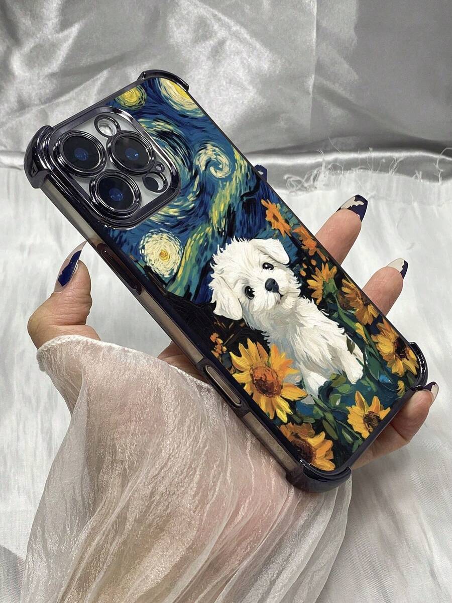 Fundas para celular de moda 2026DF218 Perro girasol, diseño artístico de Van Gogh Funda transparente para Galaxy S26 S25 S24 S23 S22 S21 S20 Note20 Ultra Note10 Plus FE S25 Edge A36 A56 A26 A07 A55 A54 A35 A34 A32 A25 A24 A16 A15 A13 A12 A06 A05s A05 A04e A03s A02s A03 Core F04 M04 M05 F05 para G52 G84 G54 E15 G30 G20 G10 para Honor 90 Pro X5B X9B X9A X40 Magic6 Lite Pura 70 Pro 70 Ultra para Vivo Y17s Y28 Y17 Y36 Y27s para Redmi Note 14 13 12 11 10 Pro Plus 13C 14C 9A  X5 M6 Pro para OPPO A38 A - Negro - Ver 1
