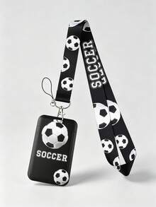 1pc ABS Football Lanyard Card Holder, Anti-Loss Student Bus Card/ID Badge Protective Case, Reinforced Braided Lanyard, Lightweight Portable Space-Saving, Suitable For Student Commute, Office Work, Daily Travel - Rectangle - View 12