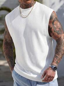 Men's All-Match Waffle Knit T-Shirt, Minimalist & Versatile, Summer - White - View 1