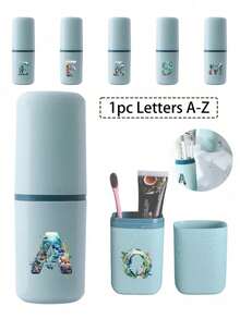 Cartoon Ocean Letter Series Toothbrush Holder Case Bathroom Accessories Outdoor Travel Toothbrush Toothpaste Storage Box Letter Series Printed Dust-Proof Storage Box Travel Essential Back To School Supplies Vacation Camping Essential Vacation Mini Summer, Back To School Season, School Opening Gift, Travel Essential, Travel Must-Have - Multicolor - View 6