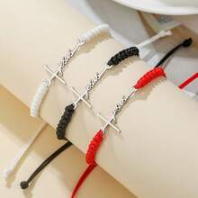 1/12/36pcs Wax Cord Braided Stainless Steel Cross Jesus Adjustable Bracelet Set, Suitable For Family, Friends, Couples As Gifts And Daily Wear - Jesus Woven Bracelet - View 7