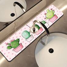1pc, Home Decor, Pattern Printed Faucet Mat, Durable Polyester, Quick Dry, Easy To Clean, Suitable For Kitchen And Bathroom, Easy To Install, Daily Decoration, Gift, Bathroom Mat, Durable Faucet Mat, Faucet Accessories, Faucet Splash Guard, Mud Guard, Moisture-Proof Non-Slip Faucet Mat, Kitchen Countertop Accessories, Protect Your Kitchen Countertop. - Multicolor - View 10