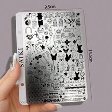 satki Nail Art Stamping Plate Cute Bear Pig Rabbit Cartoon Anime Nail Decoration Template Bow Nail Art Accessories Tool Beginner No Hand-Painting Nail Stamping Steel Plate Soft Silicone Transfer Tool - Multicolor - View 14