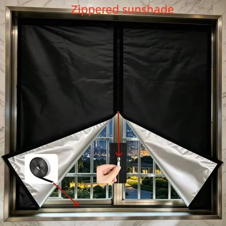 1pc Home Blackout Curtain, Easy Peel And Stick Installation Without Drilling, Upgraded Zipper Design For More Premium Look, Removable And Reusable, Convenient Storage, Suitable For Bedroom, Room, Dorm And Various Window Types - Zipper Blackout Fabric - View 40
