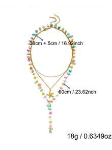 Summer Dopamine Colorful Beaded Creative Design Necklace - Women's Daily Versatile Layered Earrings - Multicolor - View 7