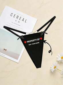 Personalized Face & Letter Black Panties | Custom Photo Pattern Underwear | Funny Thanksgiving Christmas Gift For Her, Wife, Girlfriend - Black - View 4