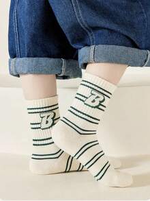 5 Pairs Spring/Autumn Kids Crew Socks, Cartoon Green Bear Fashion Sports Socks For Boys And Girls - Multicolor - View 3