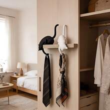1/2pcs Cat-Shaped Wall Hooks, Multi-Purpose Practical Decorative Hooks, Plastic Material, Cute Home Storage Style Home Decor, Cat Pattern, Key Towel Bag Coat Hat Rack, Suitable For Kitchen Bathroom Entryway Bedroom - Multicolor - View 8