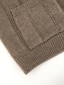 Women's Long Sleeve Solid Color Front Button Office Cardigan Fall - Brown - View 10