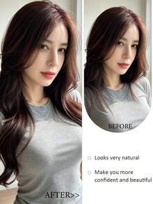1-Piece Ultra-Lightweight Large Wave Hair Extension | 4 Clips Secure Invisible | Long Layered Curly Hair Volume Booster | Women's Daily Party Voluminous Natural Styling (Seamless Breathable) - Multicolor - View 5