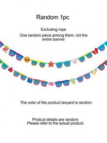1 Set Summer Party Banner, Multicolor Rectangular Paper Summer Banner Decoration, Tropical Summer Holiday Birthday Party Decoration, Suitable For Pool, Beach, Luau Party, Tropical Party - Glasses - View 12