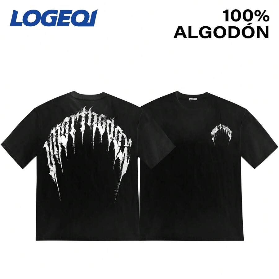 Men's Oversized T-Shirt, 200g Cotton, Streetwear Sadboy Style | Loose Fit, Casual Short Sleeve Urban Fashion For Everyday Wear, Unisex Summer Clothing, Streetwear - 酒紅色 - 查看 1