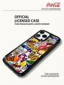 Coca-Cola Exquisite Phone Case With Black Border Acrylic Back Panel, Anti Drop And Anti Slip, Suitable For IPhone 17,17 Air,17 Pro,17 Pro Max,11,12,13,14,15,16 Pro,16 Pro Max,14 Plus,15 Plus,16 Plus,15 Pro,16 Pro Max,XR, Friend Gifting Phone Case - Black - View 5