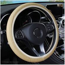 1 PU Leather 3D Comfortable Non-Slip Textured Car Steering Wheel Cover, Unlined, Stylish Car Interior Accessory, Suitable For Sedans, SUVs, And Trucks; Ideal For Daily Driving, Summer Heat Protection, And All-Season Interior Decoration - A - View 9