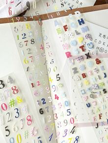 1 Roll English Number Washi Tape, DIY Decorative Collage Tape For Planner, Scrapbook, Magazine, Photo Album, Diary, Sticker Art - Bulk Font Elements - View 9