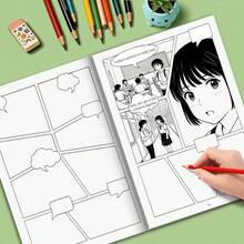 1本 30頁空白漫畫書素描本，DIY漫畫繪圖筆記本，含多種分格版面、對話框與漫畫爆炸設計，經典分格風格藝術日誌，適合手繪、創意寫作與送禮 - 均碼 - 查看 3