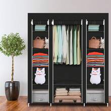 69 Inch Portable Closet Organizer Wardrobe Closet Clothes Organizer, Black Non-Woven Fabric Clothes Closet Wardrobe Storage Organizer, Easy Assembly Sturdy Durable Garment Storage For Bedroom - 1 - View 2