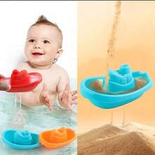 6pcs Rainbow Stackable Baby Bath Boat Toys - Summer Musical Water Games - Children's Easter Gift (Random Boat Color) - Multicolor - View 5