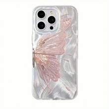 [Mexico - 24-Hour Shipping] Protective Phone Case For Apple 17 16 15 Promax 22 23 24 25 26 Ultra Galaxy, 1 Piece, Modern And Fashionable, With Pink Butterfly And Silver Feather Design, Suitable For IPhone 16 15 14 13 12 11 Pro Max 7 8 Plus X Xr Xs Max 14plus 15plus 12mini 13mini, Couple Cases, Gifts For Boyfriend And Girlfriend, Holiday Gifts. - 1PCS - 查看 6
