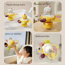 1pc Baby Table Suction Rotating Toy, Fun Chicken & Rabbit Rotating Sensory Cognitive Learning Educational Toy, Stress Relief Play - Multicolor - View 6