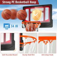 Portable Basketball Hoop, Basketball Goal With 4.3 FT-8.2 FT Adjustable Height - Blue+Black - View 10