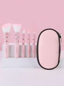 5pcs Mini Portable Travel Makeup Brush Set, Includes Cute Little Girl Soft Bristle Powder Brush, Flat Head Foundation Brush, Eyebrow Brush And Eyeshadow Brush, Ideal Choice For Makeup Tools. Set Includes Makeup Brushes, Makeup Kit, Complete Makeup Tools, Makeup Brush Set, Makeup Gift Box And More. - Multicolor - View 16