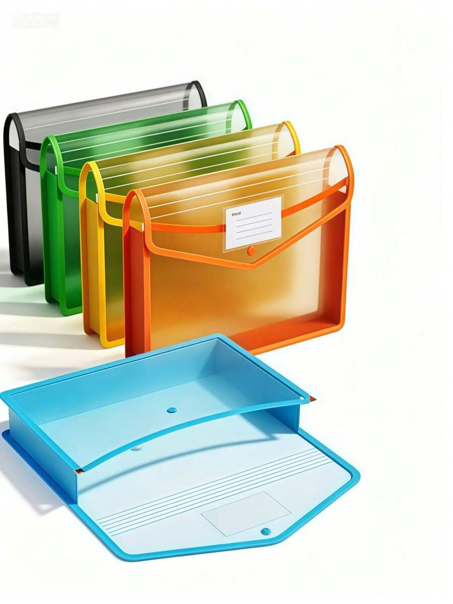 Chemise à soufflet en plastique extensible avec fermeture à pression, poche enveloppe transparente, sans intercalaires, grande capacité, disponible en plusieurs couleurs, convient pour format A4/Lettre (couleur aléatoire) - A - Voir 1