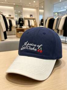 1 pieza Gorra de béisbol de fibra de poliéster con bordado de corazón de cereza KOKE, gorra de pico de pato ajustable de moda unisex, protección solar, sombrilla para viajes, senderismo, regalo para hombres y mujeres jóvenes. Gorra de trabajo para conductor, maestro, estudiante, actor, camarero de restaurante. - PASTEL de cereza - Ver 13
