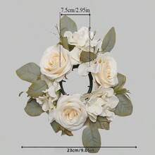 1pc/2pcs Wedding Candle Holder Garland Artificial Rose Candle Ring Wedding Table Decor Silk Candle Home Centerpiece Party Decoration Gift Birthday Graduation - View 2