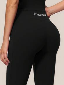 TimeOff 女款掛脖V領交叉纏繞設計露背背心上衣 腹部收腹提臀中長版短褲運動套裝 - 黑色 - 查看 9