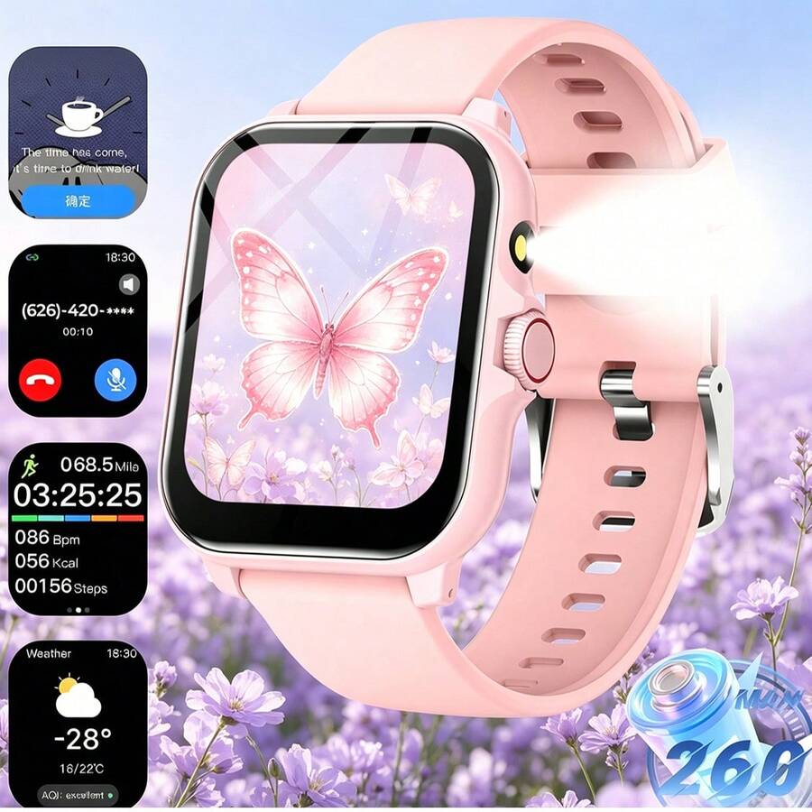 ZhiKexing 1.83 吋 HD 螢幕智慧運動手錶,附手電筒、藍牙通話、多種運動模式、久坐提醒等多功能,適合送給朋友與情侶的禮物,兼容 Android 與 iOS - 查看 1