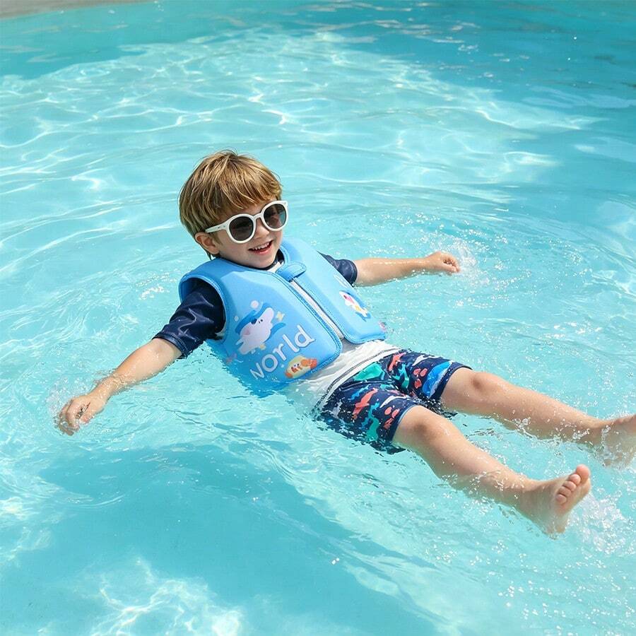 1pc Kids Pool Beach Water Swimming Non-Inflatable Lightweight Breathable Buoyancy Vest Jacket, Suitable For 15-55 Lbs Boys And Gi, First Day Of School