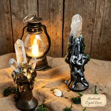 Handmade Transparent Quartz Crystal Cluster Decor, Vintage Tree Root Sculpture, Wiccan Altar Ornament, Bohemian Style Home Office Witchcraft Decoration, For - Multicolor - View 5