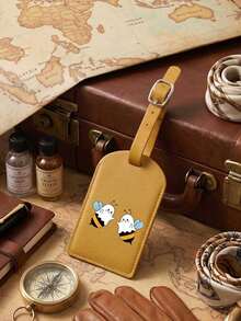 1pc Bee Pattern Luggage Tag, PU Material, Carnival Cruise Luggage Tag, Personalized Luggage Tag, Cute Luggage Tag, Luggage Identification Tag, Address Card Boarding Pass, Portable Label, Travel And Outing Essential Card Holder Luggage Tag, Flight University Luggage Tag, Backpack Anti-Loss Privacy Protection - Multicolor - View 13